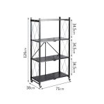 2-SOGA 2X 4 Tier Steel Black Foldable Kitchen Cart Multi-Functional Shelves Portable Storage Organizer with Wheels