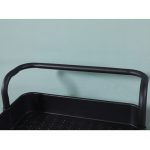 6-SOGA 3 Tier Steel Black Movable Kitchen Cart Multi-Functional Shelves Portable Storage Organizer with Wheels