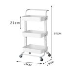 2-SOGA 2X 3 Tier Steel White Movable Kitchen Cart Multi-Functional Shelves Portable Storage Organizer with Wheels