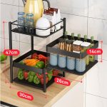2-SOGA 2 Tier Steel Square Rotating Kitchen Cart Multi-Functional Shelves Portable Storage Organizer with Wheels