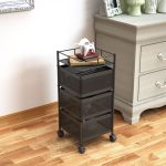 5-SOGA 3 Tier Steel Square Rotating Kitchen Cart Multi-Functional Shelves Portable Storage Organizer with Wheels