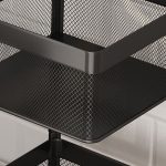 7-SOGA 3 Tier Steel Square Rotating Kitchen Cart Multi-Functional Shelves Portable Storage Organizer with Wheels