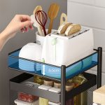 5-SOGA 5 Tier Steel Square Rotating Kitchen Cart Multi-Functional Shelves Portable Storage Organizer with Wheels