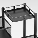 8-SOGA 2X 5 Tier Steel Square Rotating Kitchen Cart Multi-Functional Shelves Portable Storage Organizer with Wheels