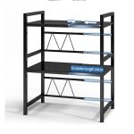 4-SOGA 3 Tier Steel Black Retractable Kitchen Microwave Oven Stand Multi-Functional Shelves Storage Organizer