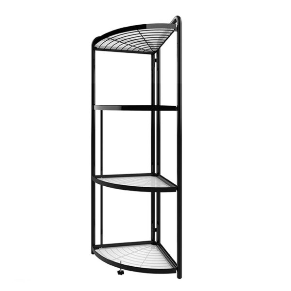 1-SOGA 4 Tier Steel Triangular  Corner Stand Multi-Functional Shelves Portable Storage Organizer