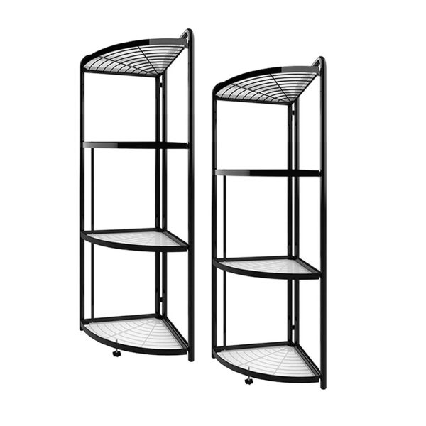 1-SOGA 2X 4 Tier Steel Triangular  Corner Stand Multi-Functional Shelves Portable Storage Organizer