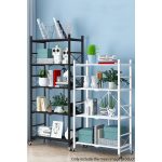 3-SOGA 5 Tier Steel Black Foldable Display Stand Multi-Functional Shelves Portable Storage Organizer with Wheels