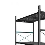 7-SOGA 5 Tier Steel Black Foldable Display Stand Multi-Functional Shelves Portable Storage Organizer with Wheels