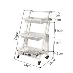 2-SOGA 2X 3 Tier Steel White Adjustable Kitchen Cart Multi-Functional Shelves Portable Storage Organizer with Wheels