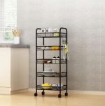 2-SOGA 2X 5 Tier Steel Black Bee Mesh Kitchen Cart Multi-Functional Shelves Portable Storage Organizer with Wheels