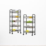 4-SOGA 2X 5 Tier Steel Black Bee Mesh Kitchen Cart Multi-Functional Shelves Portable Storage Organizer with Wheels