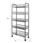 6-SOGA 2X 5 Tier Steel Black Bee Mesh Kitchen Cart Multi-Functional Shelves Portable Storage Organizer with Wheels
