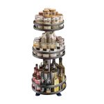 1-SOGA 3 Tier Steel Black Round Rotating Multi-Function Kitchen Portable Storage Spice Seasoning Kitchen Countertop Organiser Shelf