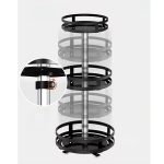 6-SOGA 3 Tier Steel Black Round Rotating Multi-Function Kitchen Portable Storage Spice Seasoning Kitchen Countertop Organiser Shelf
