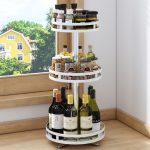 2-SOGA 2X 3 Tier Steel White Round Rotating Multi-Function Kitchen Portable Storage Spice Seasoning Kitchen Countertop Organiser Shelf