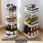 3-SOGA 2X 3 Tier Steel White Round Rotating Multi-Function Kitchen Portable Storage Spice Seasoning Kitchen Countertop Organiser Shelf