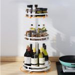 4-SOGA 2X 3 Tier Steel White Round Rotating Multi-Function Kitchen Portable Storage Spice Seasoning Kitchen Countertop Organiser Shelf