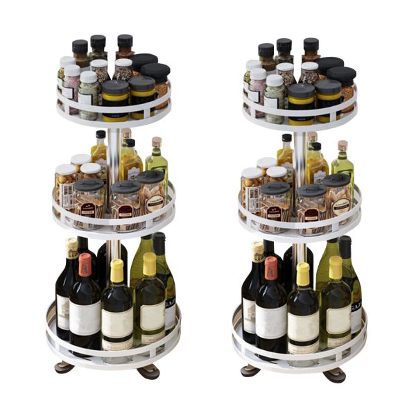 1-SOGA 2X 3 Tier Steel White Round Rotating Multi-Function Kitchen Portable Storage Spice Seasoning Kitchen Countertop Organiser Shelf