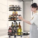 2-SOGA 2X 3 Tier Steel Black Round Rotating Multi-Function Kitchen Portable Storage Spice Seasoning Kitchen Countertop Organiser Shelf