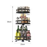 5-SOGA 2X 3 Tier Steel Black Round Rotating Multi-Function Kitchen Portable Storage Spice Seasoning Kitchen Countertop Organiser Shelf