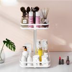 2-SOGA 2 Tier Steel White Square Rotating Multi-Function Kitchen Portable Storage Spice Seasoning Kitchen Countertop Organiser Shelf