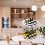 3-SOGA 2 Tier Steel White Square Rotating Multi-Function Kitchen Portable Storage Spice Seasoning Kitchen Countertop Organiser Shelf