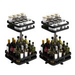 1-SOGA 2X 2 Tier Steel Black Square Rotating Multi-Function Kitchen Portable Storage Spice Seasoning Kitchen Countertop Organiser Shelf