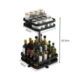5-SOGA 2X 2 Tier Steel Black Square Rotating Multi-Function Kitchen Portable Storage Spice Seasoning Kitchen Countertop Organiser Shelf