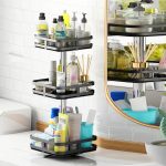 2-SOGA 2X 3 Tier Steel Black Square Rotating Multi-Function Kitchen Portable Storage Spice Seasoning Kitchen Countertop Organiser Shelf