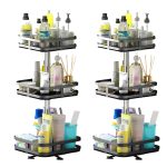 1-SOGA 2X 3 Tier Steel Black Square Rotating Multi-Function Kitchen Portable Storage Spice Seasoning Kitchen Countertop Organiser Shelf