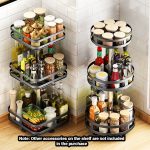4-SOGA 2X 3 Tier Steel Black Square Rotating Multi-Function Kitchen Portable Storage Spice Seasoning Kitchen Countertop Organiser Shelf