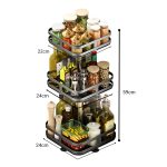 5-SOGA 2X 3 Tier Steel Black Square Rotating Multi-Function Kitchen Portable Storage Spice Seasoning Kitchen Countertop Organiser Shelf