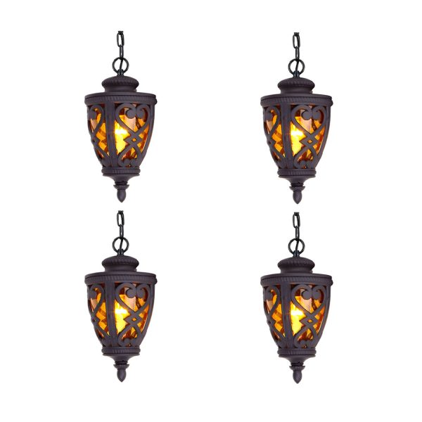 1-Vintage Lamp 4X 48cm  Aluminum Glass Lantern Chandelier for Home Decor