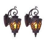 1-Vintage Lantern 2X 57cm Outdoor Antique Bronze Wall Sconce Classic Rustic Exterior Light Fixture