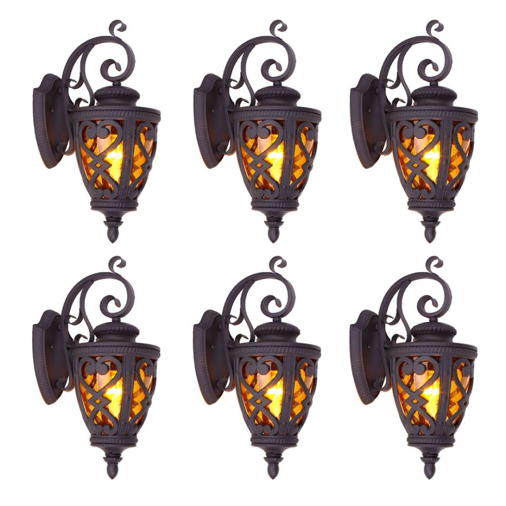 1-Vintage Lantern 6X 57cm Outdoor Antique Bronze Wall Sconce Classic Rustic Exterior Light Fixture