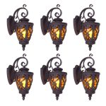 1-Vintage Lantern 6X 57cm Outdoor Antique Bronze Wall Sconce Classic Rustic Exterior Light Fixture