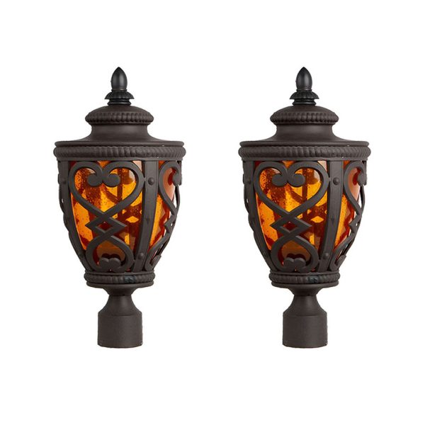 1-Vintage Lamp 2X 50.8cm Elegant Post Light with Aluminum and Glass Lantern Classic Outdoor Lighting