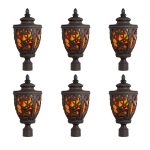 1-Vintage Lamp 6X 50.8cm Elegant Post Light with Aluminum and Glass Lantern Classic Outdoor Lighting