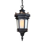 1-Vintage Lamp 54.5cm Elegant Aluminum & Glass Lantern Chandelier Classic Hanging Light Fixture Antique Style