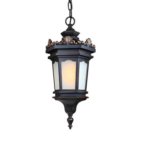 1-Vintage Lamp 54.5cm Elegant Aluminum & Glass Lantern Chandelier Classic Hanging Light Fixture Antique Style