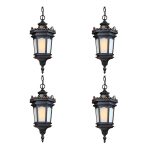 1-Vintage Lamp 4X 54.5cm Elegant Aluminum & Glass Lantern Chandelier Classic Hanging Light Fixture Antique Style