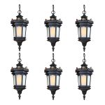 1-Vintage Lamp 6X 54.5cm Elegant Aluminum & Glass Lantern Chandelier Classic Hanging Light Fixture Antique Style