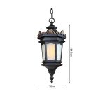 5-Vintage Lamp 6X 54.5cm Elegant Aluminum & Glass Lantern Chandelier Classic Hanging Light Fixture Antique Style
