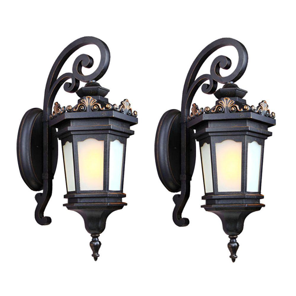 1-Vintage Lantern 2X 62cm Wall Light Elegant Aluminum & Glass Design Classic Outdoor Lighting Rustic Vintage Style