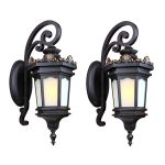 1-Vintage Lantern 2X 62cm Wall Light Elegant Aluminum & Glass Design Classic Outdoor Lighting Rustic Vintage Style