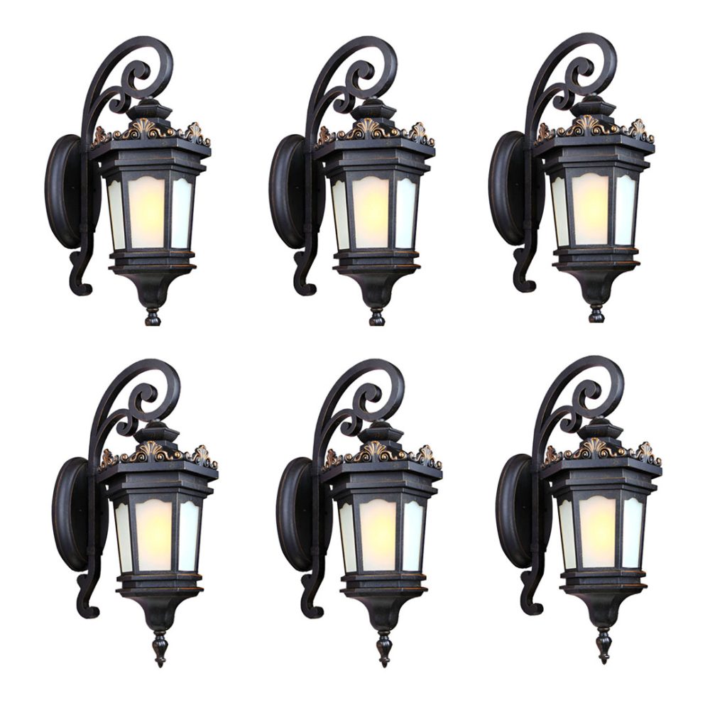 1-Vintage Lantern 6X 62cm Wall Light Elegant Aluminum & Glass Design Classic Outdoor Lighting Rustic Vintage Style
