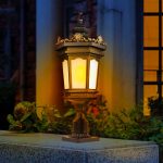 3-Vintage Lamp 72cm Lantern Stand Elegant Aluminum & Glass Outdoor Light Antique Style Exterior Fixture