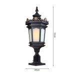 4-Vintage Lamp 72cm Lantern Stand Elegant Aluminum & Glass Outdoor Light Antique Style Exterior Fixture