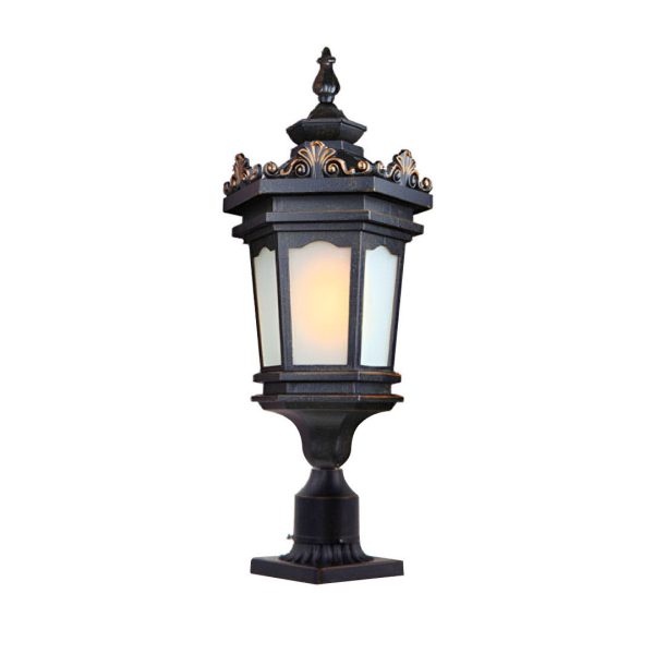 1-Vintage Lamp 72cm Lantern Stand Elegant Aluminum & Glass Outdoor Light Antique Style Exterior Fixture